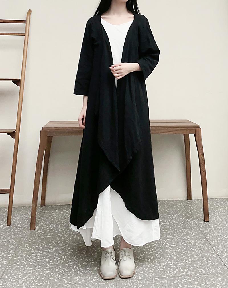 

Асимметричный утягивающий кардиган из хлопка и льна Yunyi - ретро-мода, 2 цвета One Size чёрный