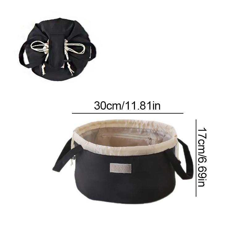 1PC Drawstring Waterproof Bucket Large Capacity Cosmetic Fashionable Makeup Fashionable Bag Portable Organizer High-End 30x17cm