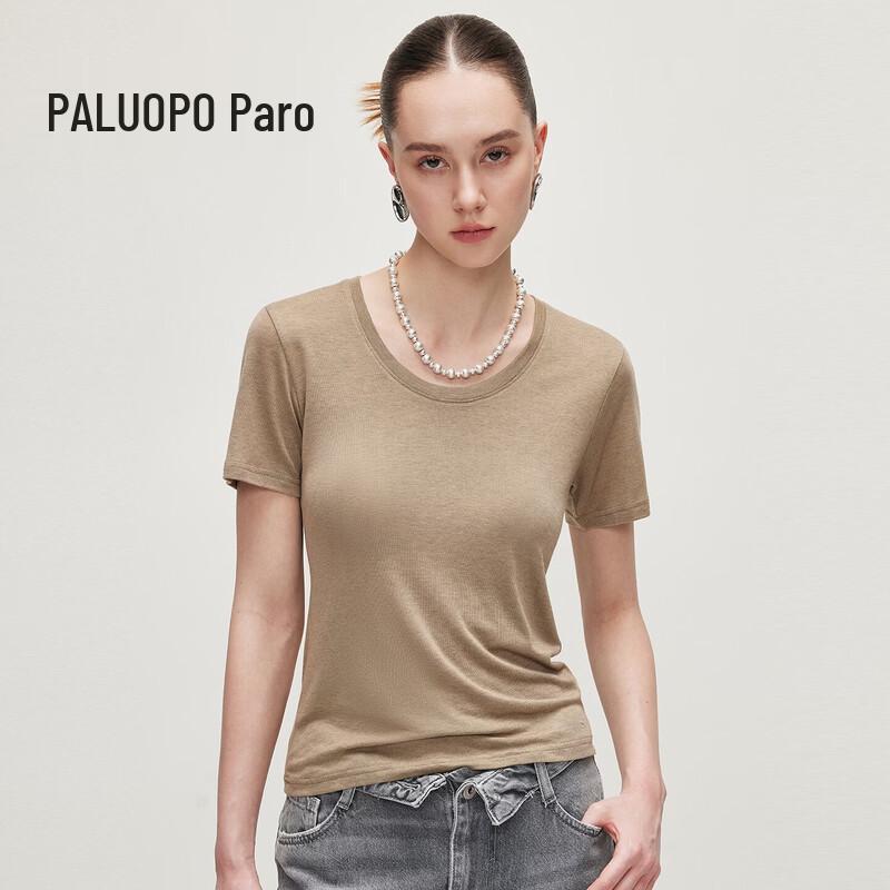 PALUOPO Women s Slim Fit Knit Lyocell Crew Neck Short Sleeve T-Shirt XL