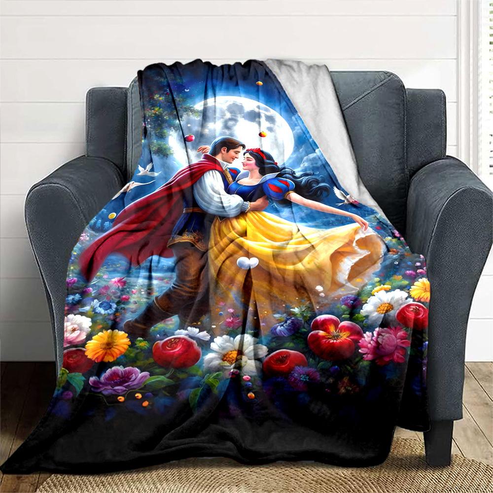 1pc Princess Snow White Prince Blanket Lightweight Flannel Throw for Sofa Bed Travel Camping Livingroom Office Couch Chair