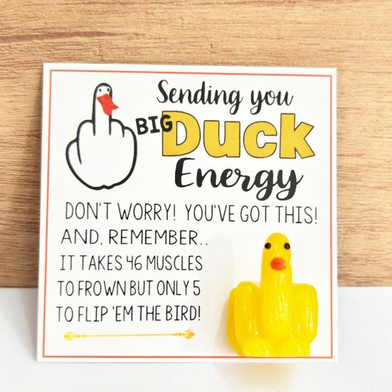Middle Finger Duck Funny Duck Lucky Charm Gift with Encouraging Card Sending You Big Duck Energy Ornament Inspirational Gift for Friends Family