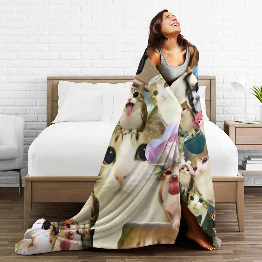Meowl Katze Eule Meme Wurfdecke für Sofa Weiche Gemütliche Plüschdecke 50x60 Zoll Mehrere Größen Tagesdecken für Alle Jahreszeiten