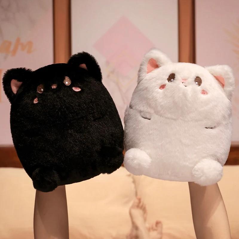 Cartoon Runde Katze Plüsch Spielzeug Weiche Angefüllte Kissen Niedliche Tier Puppe Schwarz Weiß Katzen Nickerchen Kissen Weihnachten Geburtstag Geschenk Für Kind