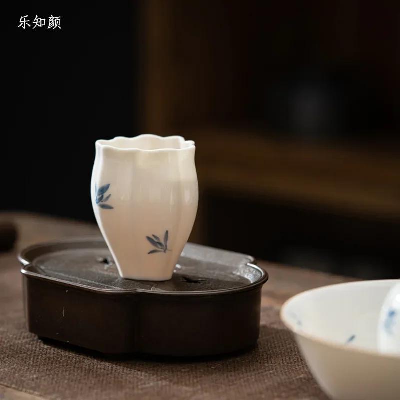 Master Cup Hand Painted Phalaenopsis Teacup Porcelain Kung Fu Tea Set Simple Teacup Single Cup Tea Drinking Cup