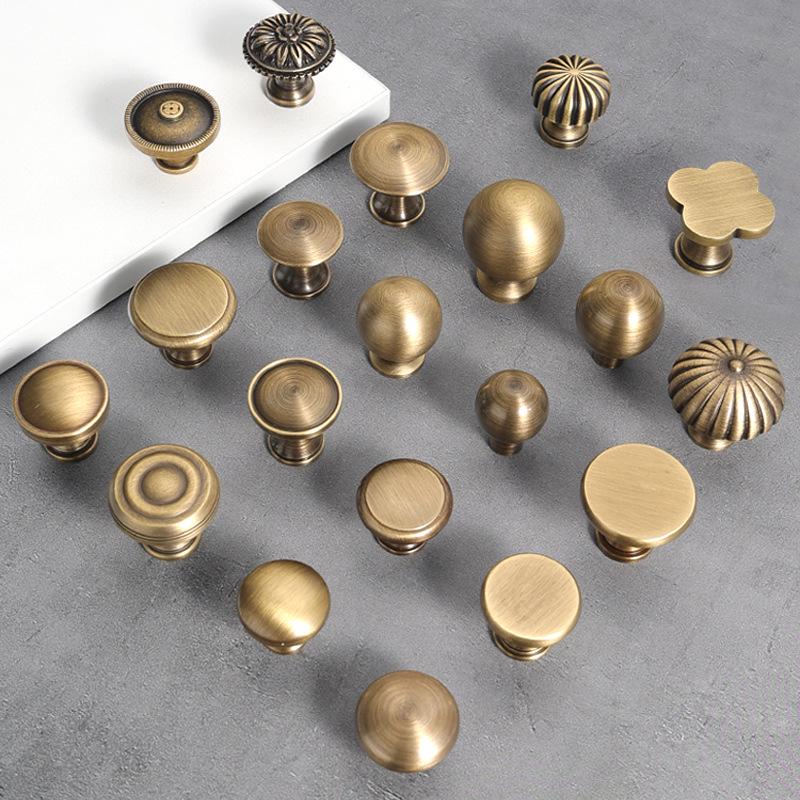 Antique Bronze Yellow Brass Cabinet Handle: Modern, Simple, Round Drawer Pull