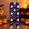 Men's Halloween Printed Drawstring Lounge Pants Casual Relaxed Fit Sleepwear with Pumpkin and Bat Pattern for Home and