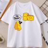 Fun and Cute Cheese Print T-shirt for Women, Casual Short-sleeved Round Neck, Soft Street Style T-shirt Graphic T Shirts Y2K Top