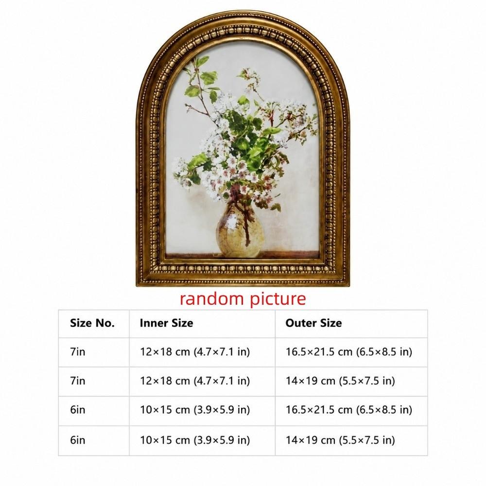 Arched Top Resin Photo Frame Ornate Embossed Border Tabletop Picture Frame Bedroom