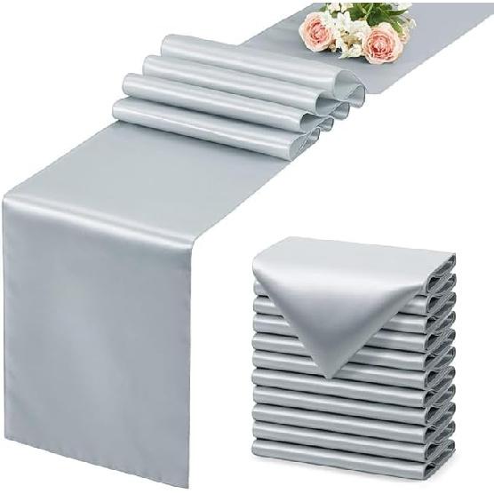 Pack of 4 Satin 12 X 108 inch Luxury Satin Table Runner, Perfect for Weddings, Holiday Dining, Banquets, Parties, & Events, Formal Dining & Home