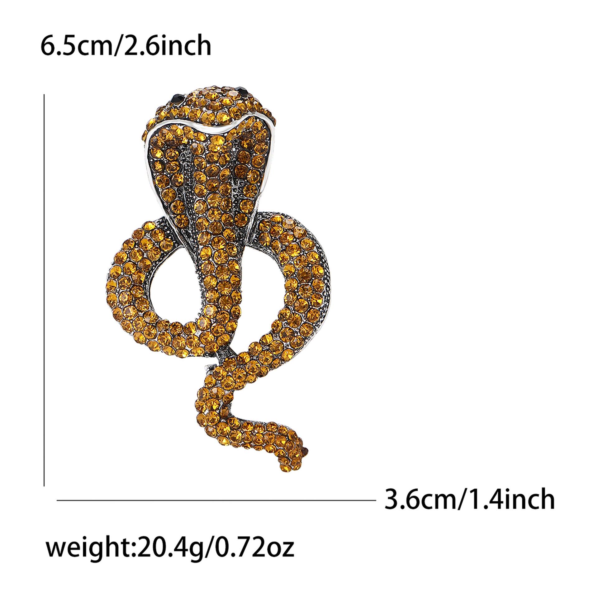 Брошь «Змея со знаком зодиака»: Унисекс модная булавка со стразами, универсальный благородный животный аксессуар-брошь. 6.5x3.63CM жёлтый