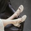 Johnature Genuine Leather French Cross Belt High Heel Sandals Fashionable Versatile Coarse Heel Women's Shoes