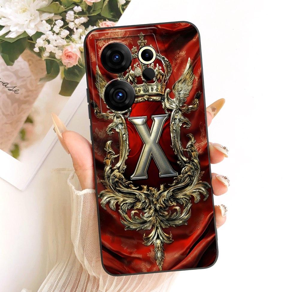 

For Tecno Camon 20Premier CK9n Case For Tecno Camon 20 Premier Cover Aesthetic Luxury A-Z Letters 2D Painted Silicone Casing Camon 20Premier CK9n