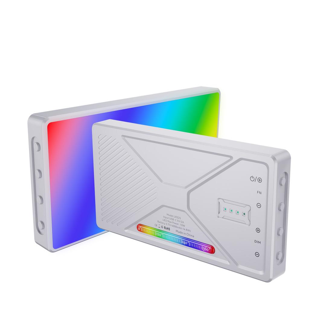 RGB LED Video Light Portable LED Camera Light Panel 225 LED Beads Full Color CRI 95+ 4000mAh Rechargeable Photography