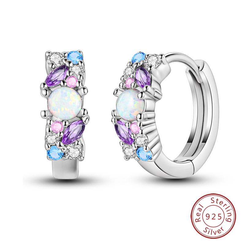 New 925 Sterling Silver Hope Rainbow Flower Earrings For Women Sparkling Colored Zircon Star Koi Earrings Party Jewelry