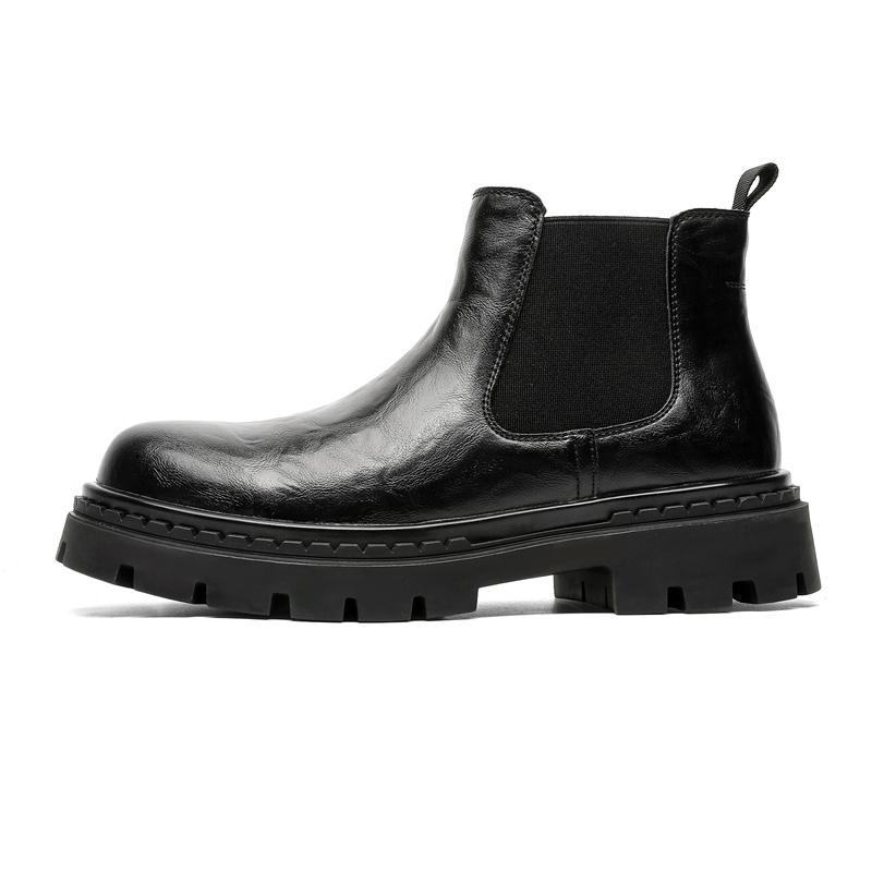 

Высококачественные мужские ботинки челси из натуральной кожи в британском уличном стиле, черные, hombre, повседневные, для платья, обувь для увеличения роста 44 чёрный