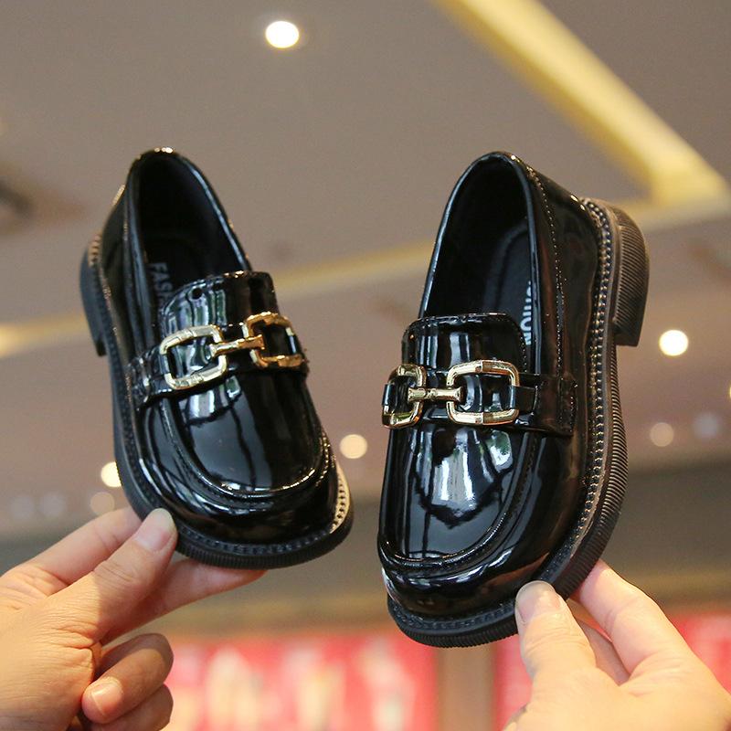 Kids Girls British Style Patent Leather Slip On Loafer Princess Casual Shoes