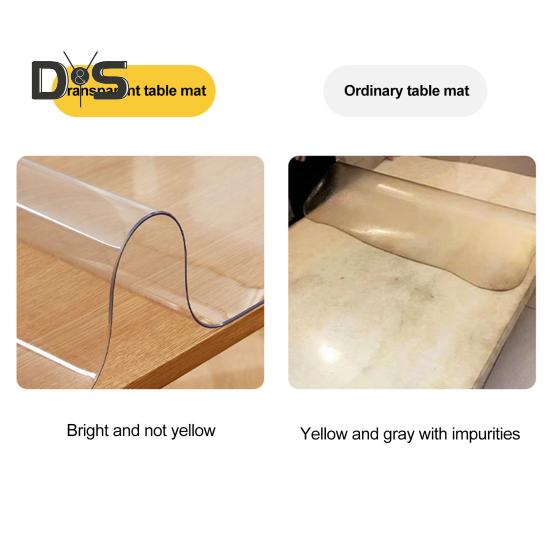 Transparent Dining Table Mat Thickened Visible Round Table Protector Oilproof Non-Slip Heat Resistant Waterproof Table Pad for Coffee Table
