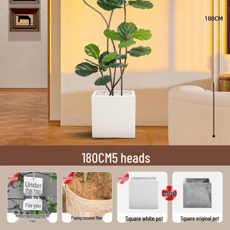 Large Potted Fiddle-Leaf Fig: Luxury Faux Green Plant for Living Room Decor