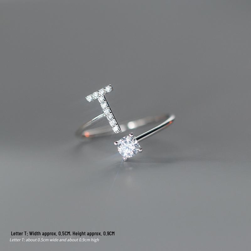 Women's Alphabet Rings: Unique Japanese and Korean Style, Plain Band, Open Design for Index Finger.