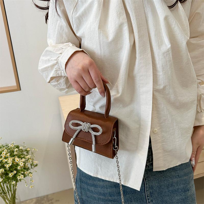 Stylish Mini Square Handbag For Women In Black And Rose Pink With Chain Shoulder Strap