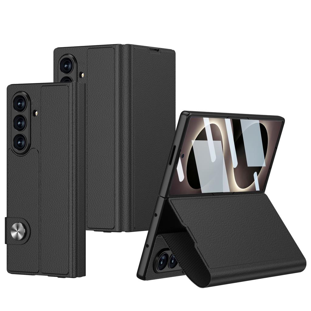 Plain Leather Card Package Case for Samsung Galaxy Z Fold 8 Ultra Front Screen Glass Fold Stand Cover for Galaxy Z Fold7 Case