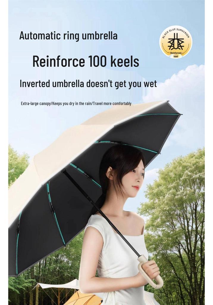 Sun & Rain 16-Rib Reverse Windproof UV Protection Umbrella