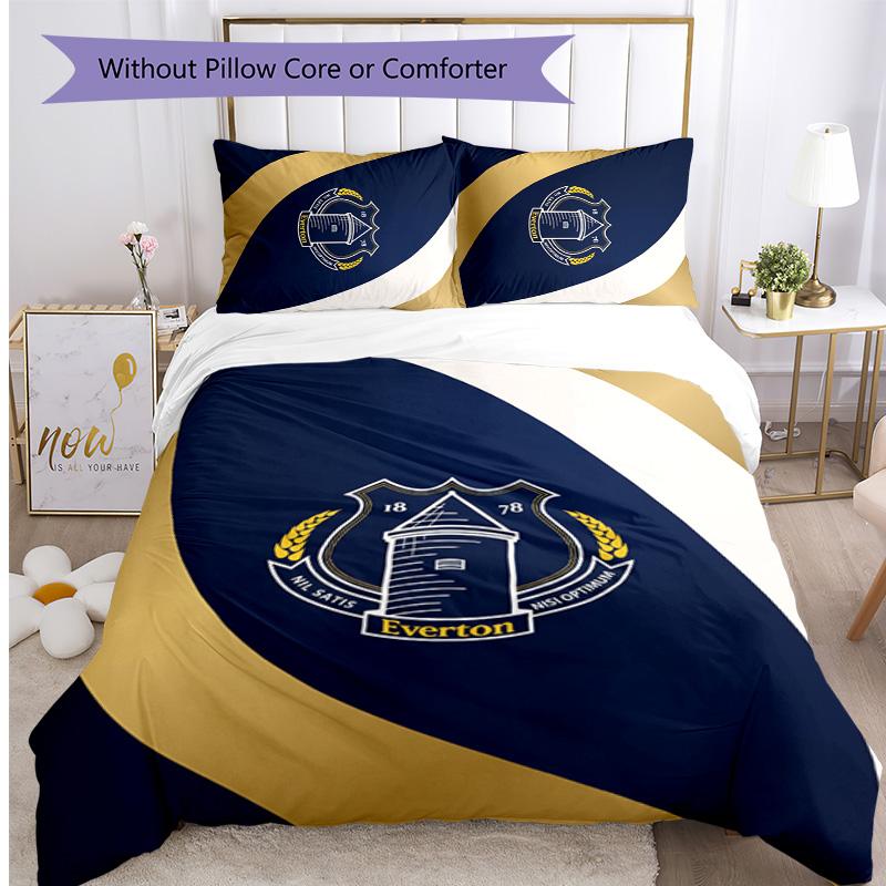 Set Lenzuola Everton Football Stampato 3 Pezzi, Comodo Set Copripiumino per Camera da Letto Amico della Pelle