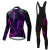 Cycling Jersey Set Long Sleeve Top With Bib Pants Road Mountain Bike Riding