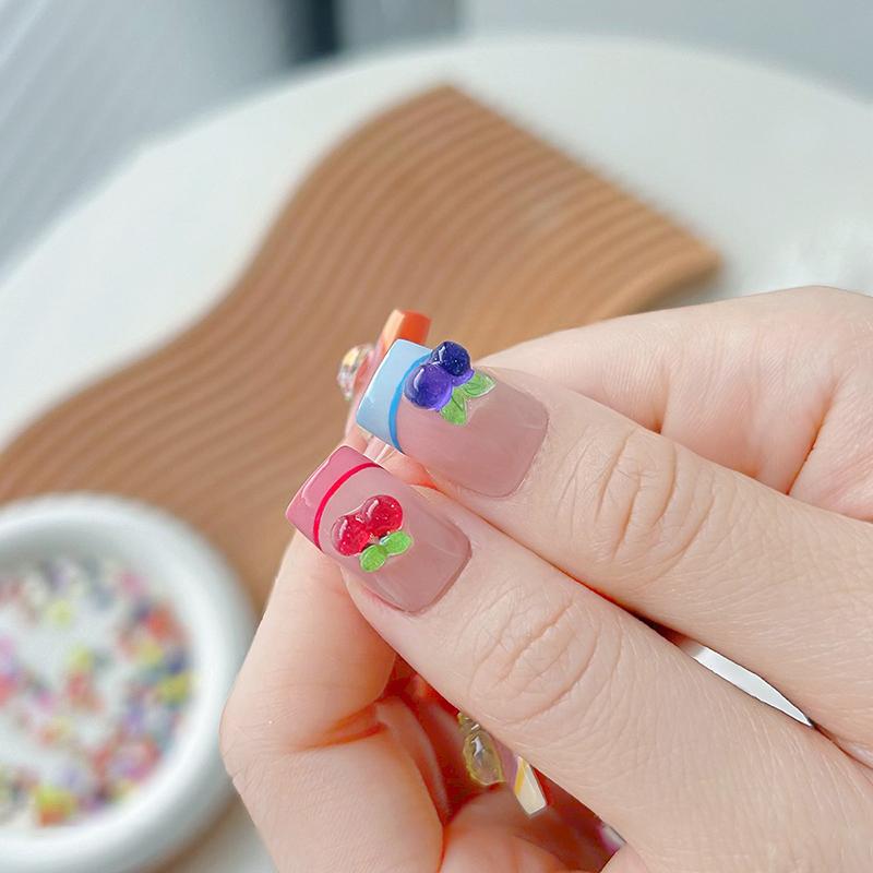 30Pcs Mixed Fruit Shape Nail Decoration Stereoscopic Grapes Strawberries Cherries Nail Accessories Nail Painting Nail Salon Diy