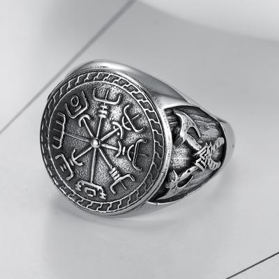 Vintage Wikinger Totem Doppelaxt Herrenring Personalisierter Schmuck Geschenk