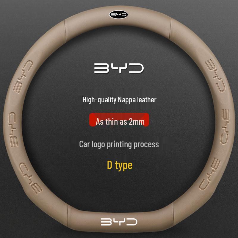 BYD Song PLUS Steering Wheel Cover for Han EV, Tang/Yuan Pro, Dolphin, Seagull, Qin - Genuine Leather