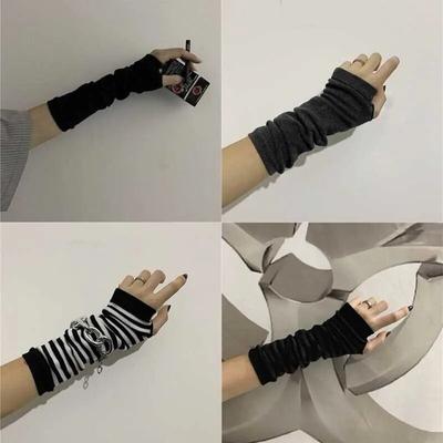 Hip Hop Gloves Long Fingerless Oversleeve Men and Women Knitted Soft Skin Friendly Gloves Stretch Winter Arm Warmer
