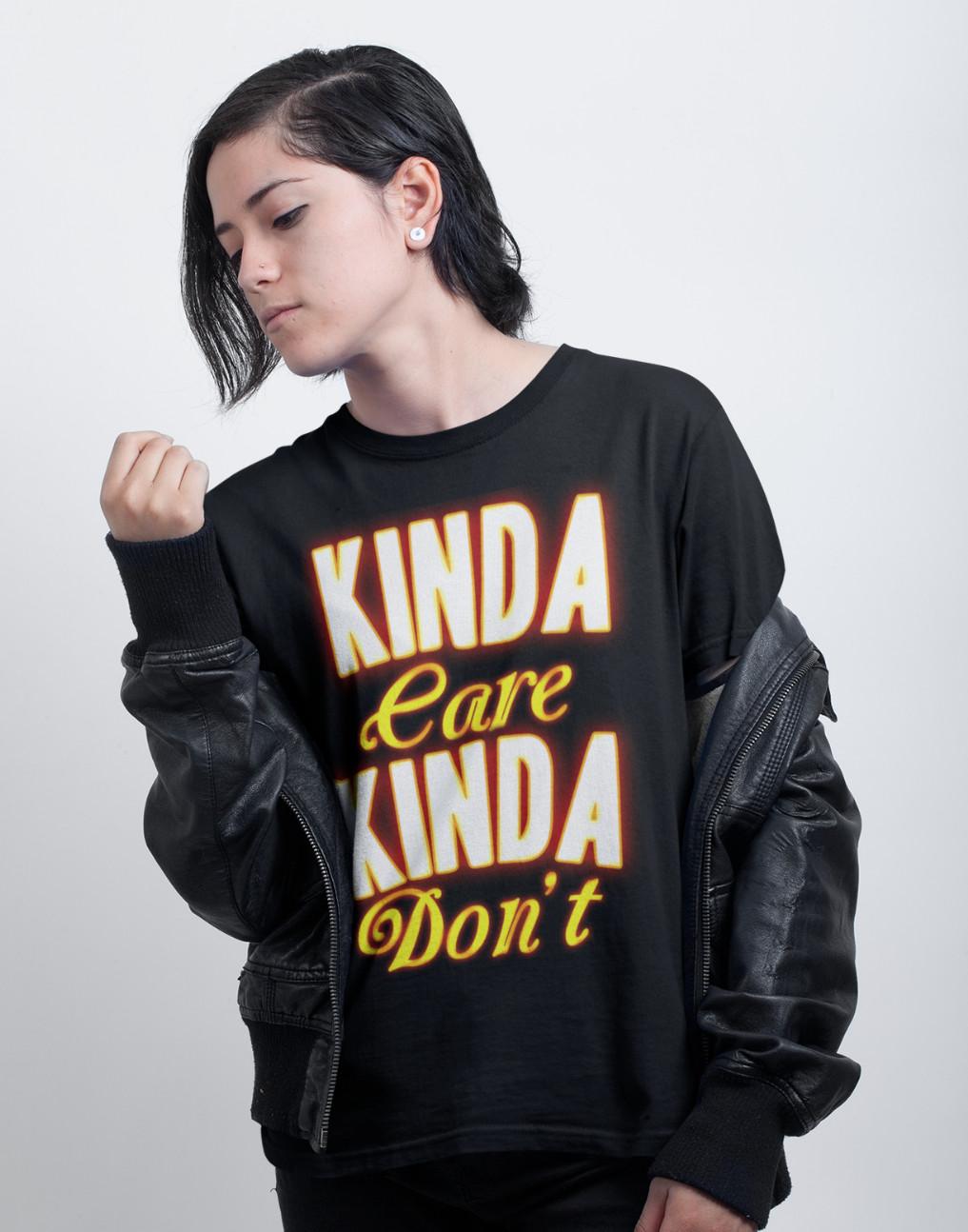 Kinda Care Kinda Dont T-Shirt Mens Womens Tees Top Womens Sarcastic Humour Attitude Antisocial Ladies 3XL