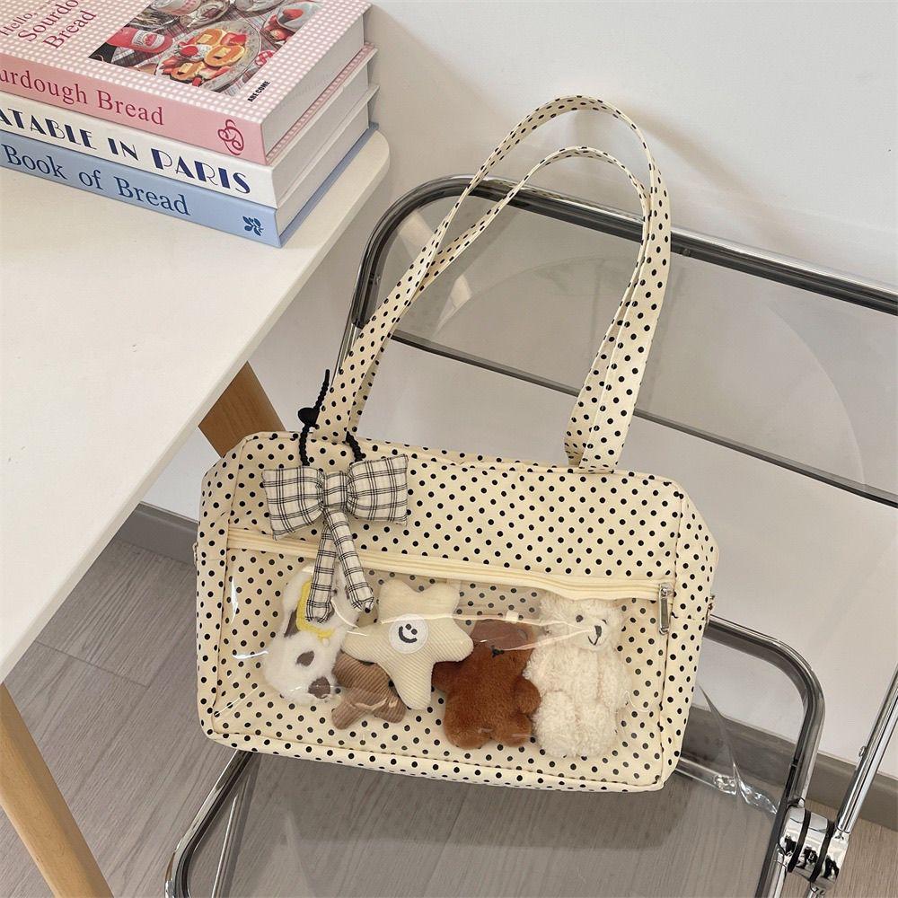 New Y2k Anime Polka Dot Ita Shoulder Bag Two-dimensional Cute Girl Transparent Tote Bag Large Capacity Otaku DIY Display Handbag