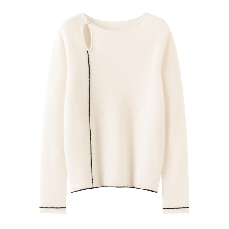 Women's Korean Style Cashmere Single-Button Pullover - Autumn/Winter Fashionable Knit Base Layer Sweater