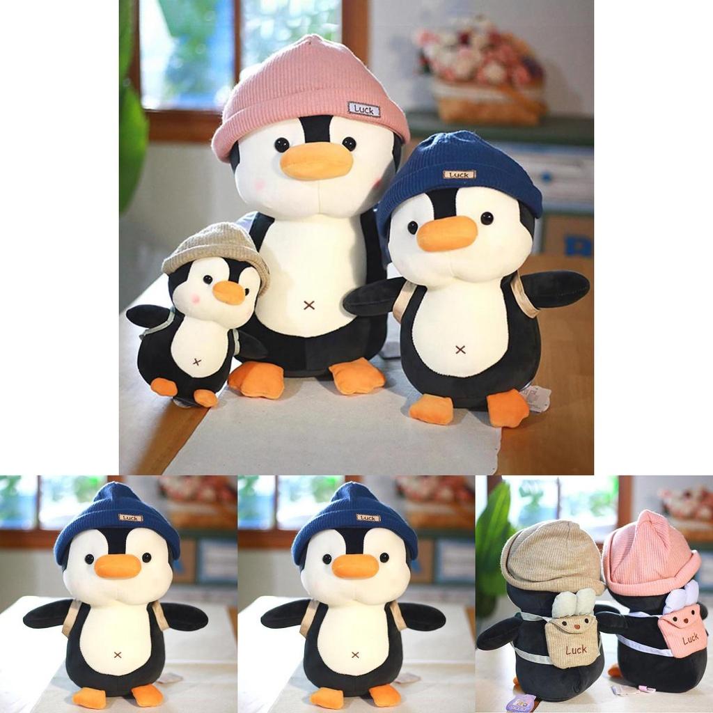 Cuddly Soft 8.7/15/18.9in Pink-blue Hat Penguin Plush Pillow Toy Kids Gift