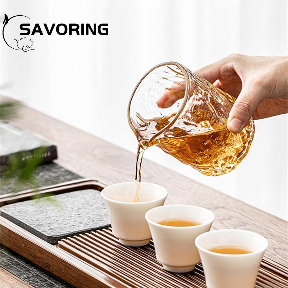 300ml Hammer Pattern Glass Justice Cup Kung Fu Tea Set Supplies Transparent Divide Tea Chahai Household Tea Ceremony