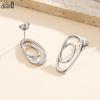 Effie Queen Stainless Steel 18k Gold Two Circle Hoop Earrings Simple Jewelry for Women Wedding Party Accessory for Ear STKE13