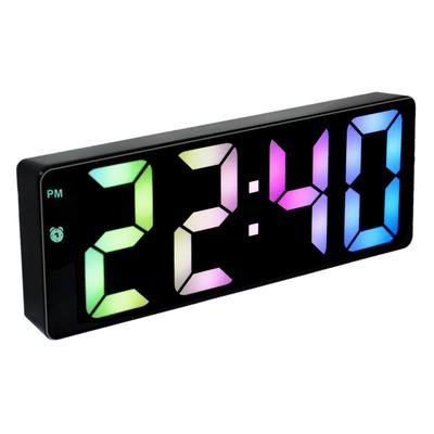 Sveglia digitale Orologio da tavolo alimentato tramite USB/batteria con schermo LED colorato Display della temperatura Controllo vocale