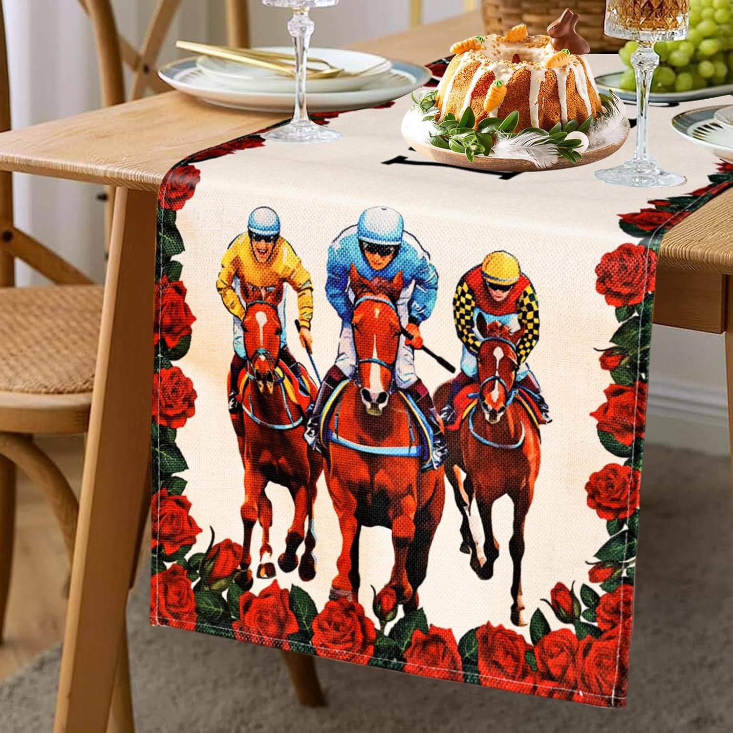 Friendsgiving Table Runner Thanksgiving Table Runner Pumpkin Maple LeavesTurkey Tablecover for Thanksgiving Friendsgiving Party Decorations 73x14inch Derby