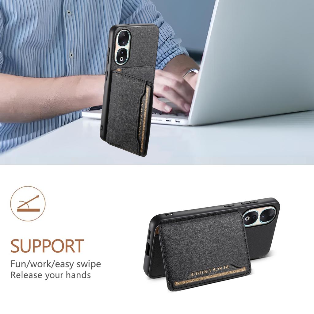 For Honor 90 Case PU Leather Kickstand Protective Phone Back Cover