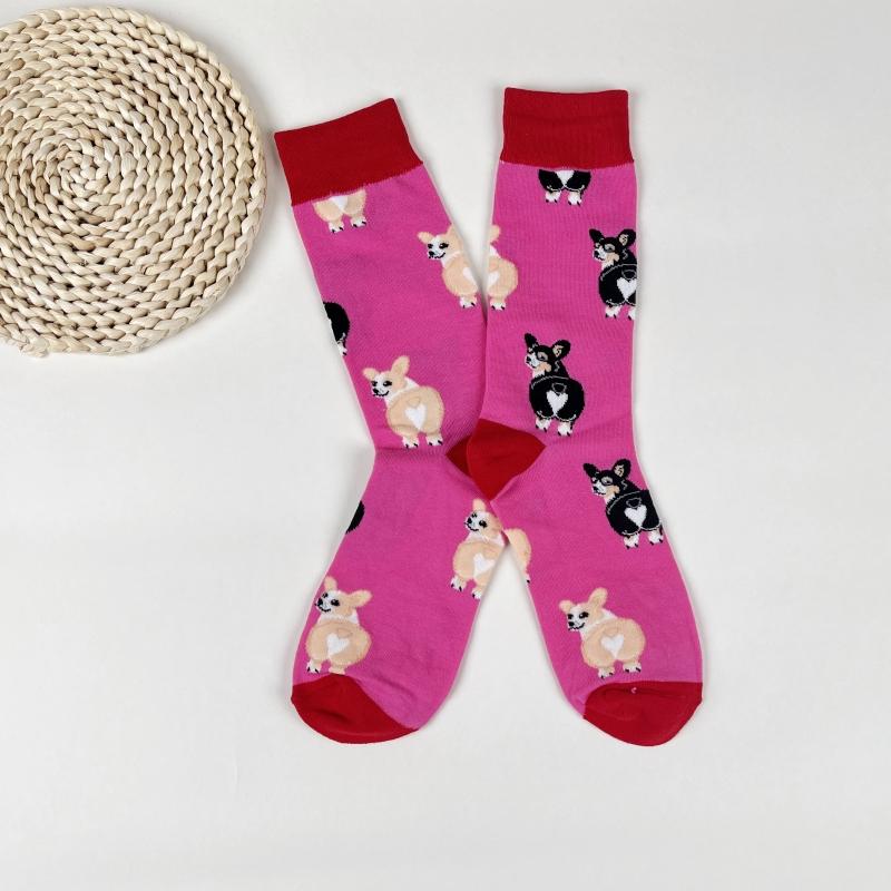 1 Pereche Șosete Medii Unisex cu Imprimeu Câine Corgi Drăguț de Desene Animate Potrivite În Toate Sezoanele Pentru Stradă Zilnică Sport