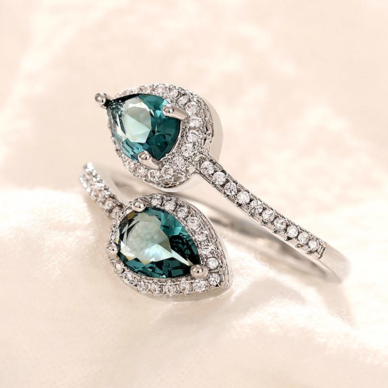 

Huitan Стильное регулируемое кольцо с ярким цирконием Женские аксессуары для помолвки с модным дизайном Изысканное женское украшение для пальца resizable