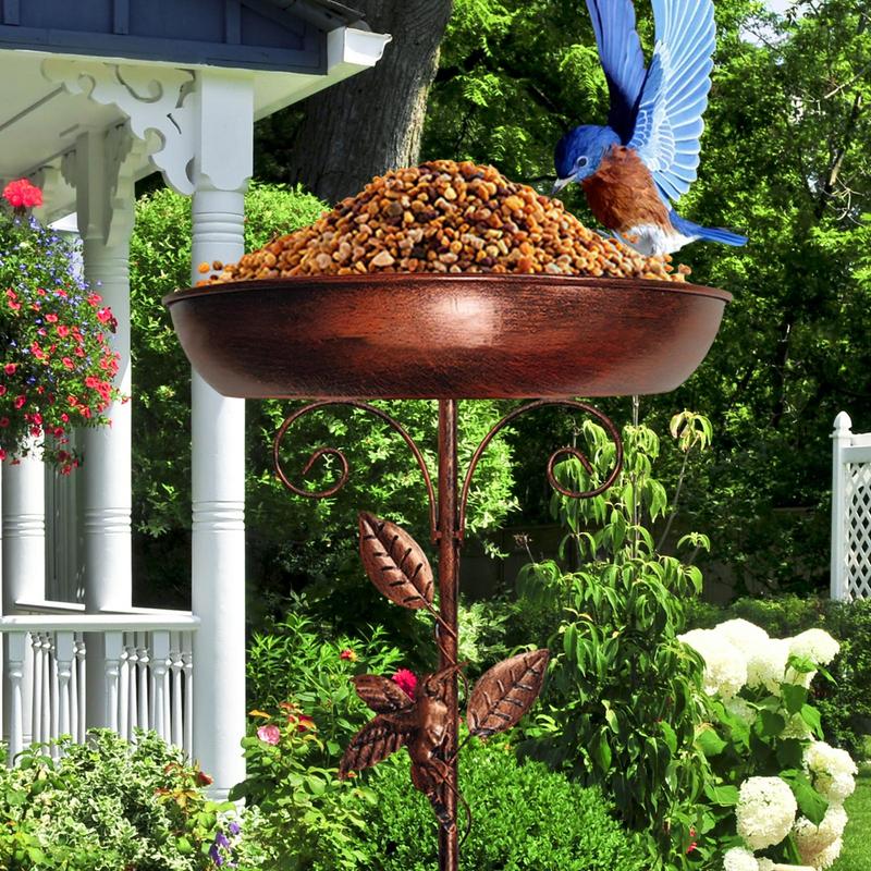 Retro Iron Bird Bath Birdbath Bowl & Water Feeder Decoration For Pond Birdwatching Balcony Farmhouse Backyard Garden