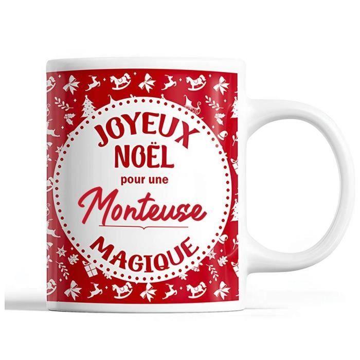 Mug - Monteuse - Noël - Rouge - 325 ml - Imprimé recto/verso - Résistant lave-vaisselle