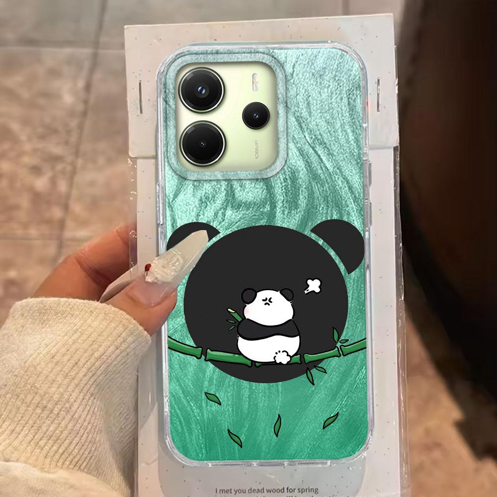 Kreslený Zábavný Zelený Panda Zvířata Pouzdro na Telefon pro Xiaomi Redmi 13C 14C A5 A3 A4 A3X Note 14 13 12 11 11S 10 Pro Silikonový TPU Kryt