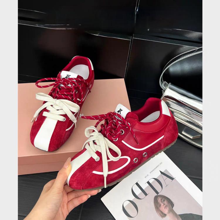 Inner height increase 3.5cm retro color matching pair of shoelaces German training shoes women's 2025 new sports and leisure shoes Forrest Gump shoes