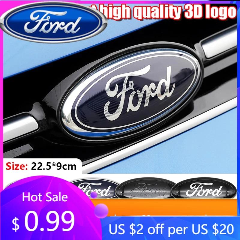 New 2026 Car Sticker Ford New 2025 Hot 22.5x9cm Metal Front Rear Emblem Badge Trunk Hood Aluminum Decal 1PC for Ford Fusion Focu