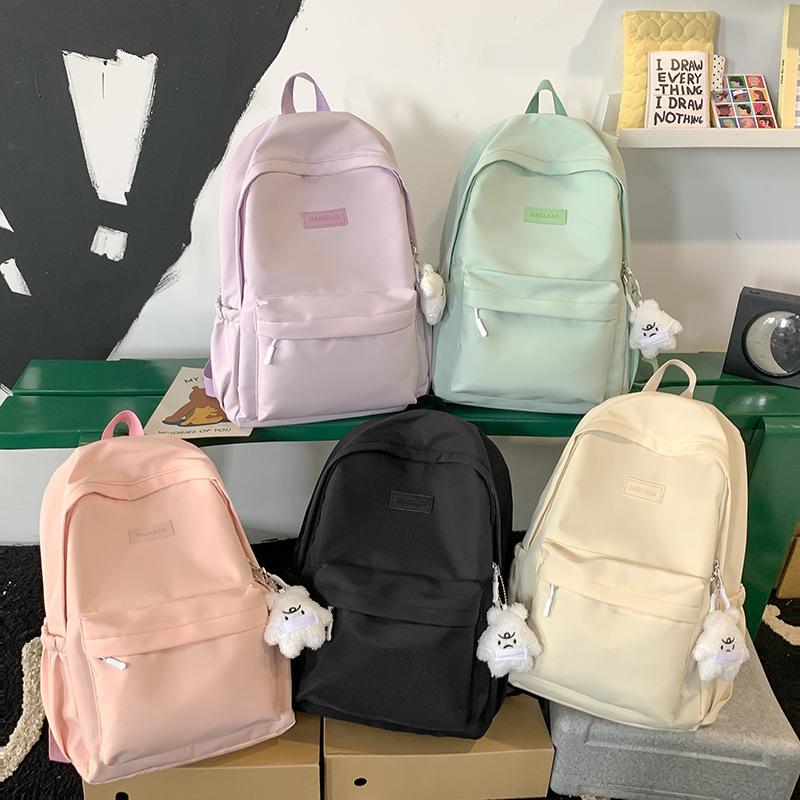 Damen Rucksack Neu Einfach Lässig Einfarbige Kleine Frische Stil Große Kapazität Schultasche Für Mittelschüler