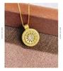 S925 Sterling Silver Lattice Compass Necklace with Cubic Zirconia and Rose Pendant In New Chinese Style